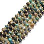 Natural Chrysocolla Beads Strands, with Seed Beads, Faceted, Diagonal Cube Beads