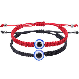 Bracelet porte-bonheur tressé rouge réglable contre le mauvais œil pour la protection des couples et de la famille