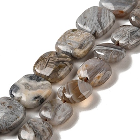 Natural Bamboo Leaf Agate Beads Strands, Square