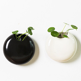 Korean retro hydroponic black and white wall-mounted ceramic flowerpot simple gardening creative home gardening succulent flowerpot