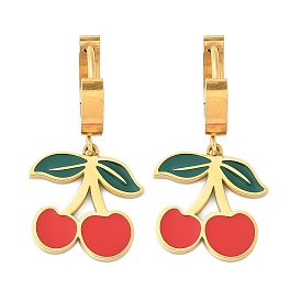 304 обруч серьги из нержавеющей стали эмаль, вишня