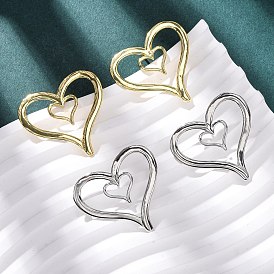 Латунные серьги-гвоздики в форме сердца, без кадмия и без свинца, стойки покрытие, долговечный