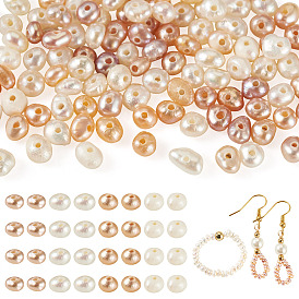 100Pcs 4 Colors Natural Cultured Freshwater Pearl Beads, Rondelle