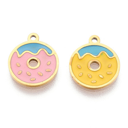 304 из нержавеющей стали шармы эмали, пончик очарование, ионное покрытие (ip), реальный 14 k позолоченный