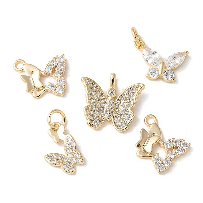 Латунные микропаве прозрачные подвески с фианитом, бабочки прелести, без кадмия и без свинца, долговечный, стойки покрытие, с целью перехода в кольце