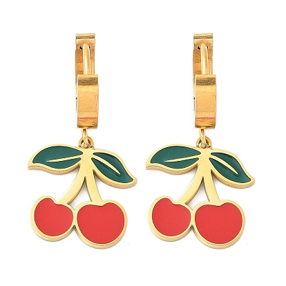 304 обруч серьги из нержавеющей стали эмаль, вишня