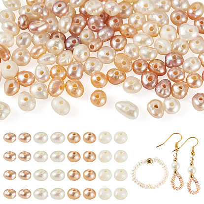 100Pcs 4 Colors Natural Cultured Freshwater Pearl Beads, Rondelle
