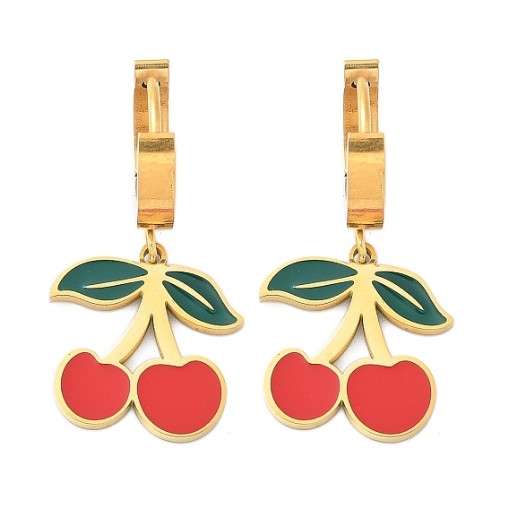 304 обруч серьги из нержавеющей стали эмаль, вишня