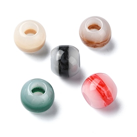 Resin European Beads, Large Hole Round Beads, Imitation Gemstone