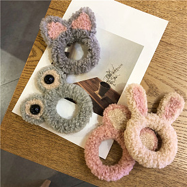 Cute Plush Cartoon Hair Ties for Kids with Bunny and Frog Designs