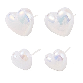 Hypoallergenic Bioceramics Zirconia Ceramic Stud Earrings, with Acrylic, No Fading and Nickel Free, Heart