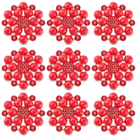 20 Кабошоны из сплава со стразами, с пластиковой имитацией раскатов, цветок, золотые