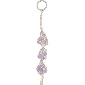 Natural Raw Gemstone Pendant Decoration, Cord Macrame Car Hanging Ornament