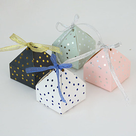 Folding Cardboard Candy Boxes, Wedding Gift Wrapping Box, with Ribbon, House Shape