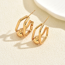 Квадратные с круглыми серьгами-гвоздиками из нержавеющей стали