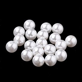 Perlas de imitación de plástico ecológicas, alto brillo, Grado A, perlas de media perforados, rondo