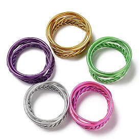 4Pcs 4 Style Plastic Cord Braided Stretch Bracelets Set