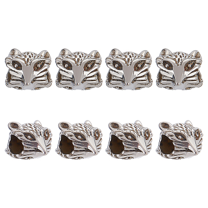 8Pcs 304 Stainless Steel European Beads, Large Hole Beads, Fox