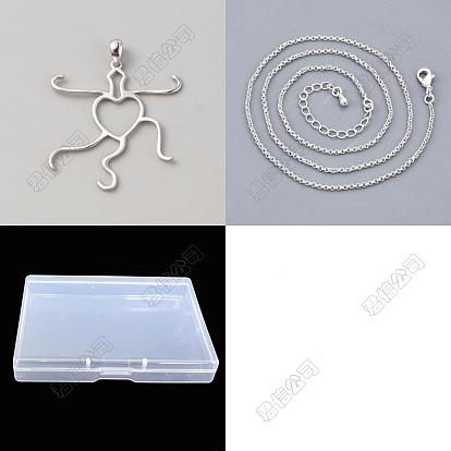 Kit de fabrication de colliers DIY, y compris les colliers de chaîne rolo en laiton, 925 paramètres de charme de cabochon torsadé creux en argent sterling