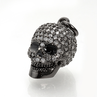 Латунные микро проложить кубического циркония подвески, без кадмия и без свинца, с прыжковых колец, череп