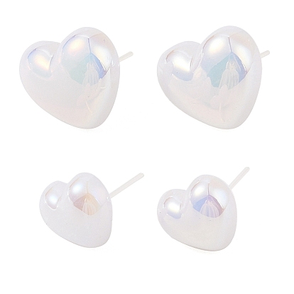 Гипоаллергенные серьги-гвоздики из биокерамики с цирконием и керамикой, с акриловой, не выцветает и не содержит никеля, сердце