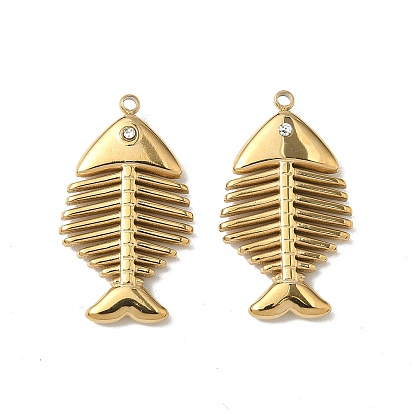 304 Подвески из нержавеющей стали со стразами, ионное покрытие (IP), рыбьей костью