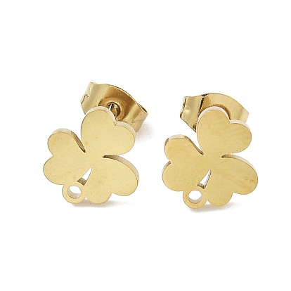 Ионное покрытие клевера (IP) 304 фурнитура для сережек-гвоздиков из нержавеющей стали, с петлей