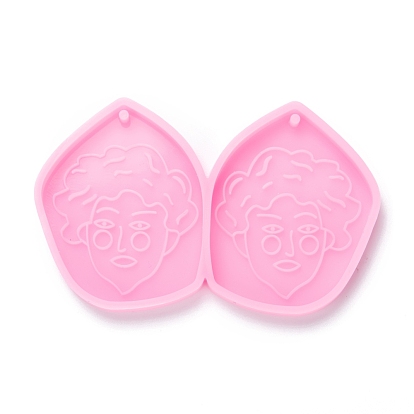 Moules de statue en silicone pendentif de qualité alimentaire, pour confection de boucles d'oreilles, outils de cuisson, pour la décoration de gâteau de bricolage, chocolat, moule à bonbons, polygone avec motif femme