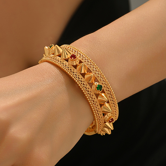 Ближневосточные латунные браслеты с микропаве из кубического циркония на петлях, браслеты с заклепками для женщин