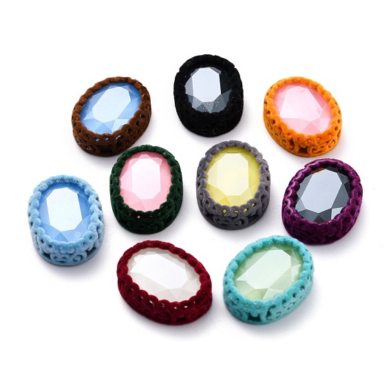 Флоки пришить горный хрусталь, стекло горный хрусталь, с флокированной латунной фурнитурой, аксессуары для одежды, овальные