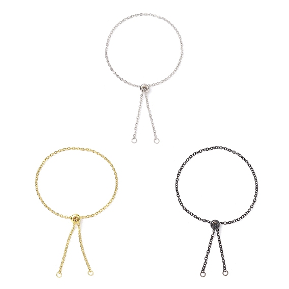 3 шт. 3 цвета, регулируемый браслет-ползунок из нержавеющей стали с тросовой цепочкой, изготовление браслета