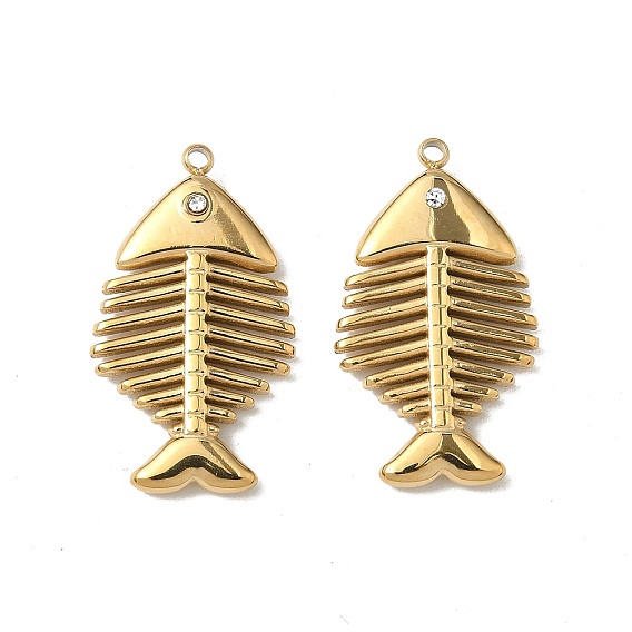 304 Подвески из нержавеющей стали со стразами, ионное покрытие (IP), рыбьей костью