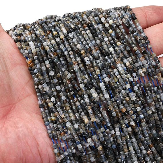 Натуральный кианитовые бисер пряди, граненые, кубические