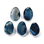 Natural Agate Slide Charms, with Brass Edge, Cadmium Free & Lead Free, Dyed, Oval