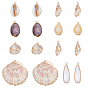 16шт. 8 стили гальванизированные натуральные смешанные подвески из ракушек, подвески в форме ракушек, золотые