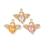 Латунные микро проложить кубического циркония подвески, пчела прелести, с ABS имитации жемчуга, без никеля , реальный 18 k позолоченный