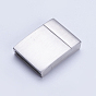 304 Stainless Steel Magnetic Clasps with Glue-in Ends, Frosted, Rectangle