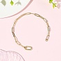 4MM Brass Paperclip Chain Bracelets, with Brass Spring Gate Rings
