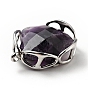 Natural Amethyst Pendants, Heart Charm, Faceted, with Stainless Steel Color Tone 304 Stainless Steel Findings