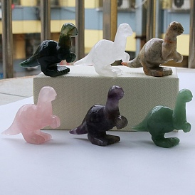Natural Gemstone Carved Dinosaur Figurines Statues for Home Office Desktop Decoration