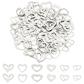 Unicraftale 96Pcs 6 Style 304 Stainless Steel Linking Rings, Heart