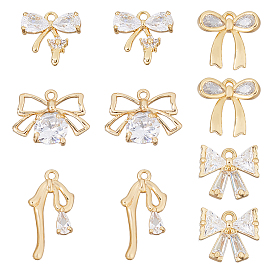 10 шт 5 стили латунные микропаве прозрачные кубические циркониевые подвески, бантом прелести