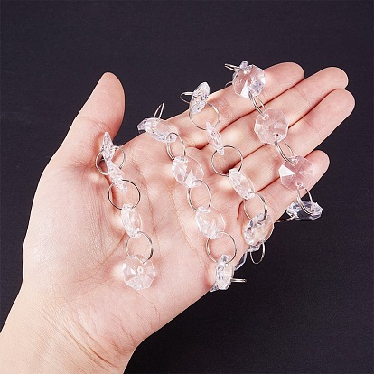 Chaînes perlées acryliques, non soudée, avec les accessoires en fer de platine plaqués, octogone facettes