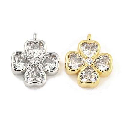 Латунь с прозрачными подвесками из циркония, без кадмия, без никеля и без свинца, клевер