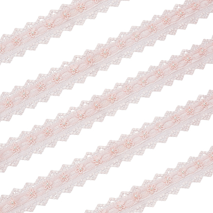 3 ярды из полиэстера с цветочной кружевной отделкой, отделка из цветочного кружева с волнистыми краями и пластиковыми жемчужинами