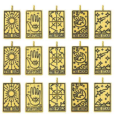 15 шт 5 стили подвески из сплава в тибетском стиле, прямоугольник с рисунком таро
