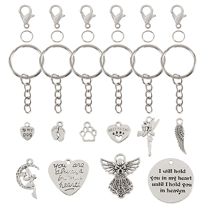 DIY Keychain Making, with Iron Jump Rings, Alloy Lobster Claw Clasps & Tibetan Style Pendants