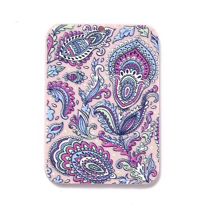 Acrylic Pendant, for Earring Pendants, Rectangle, Flower Pattern