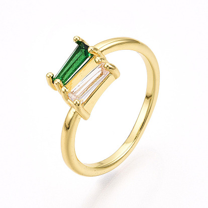 Манжеты из латуни с микро паве кубический цирконий для женщин, без кадмия, без никеля и без свинца, трапециевидные