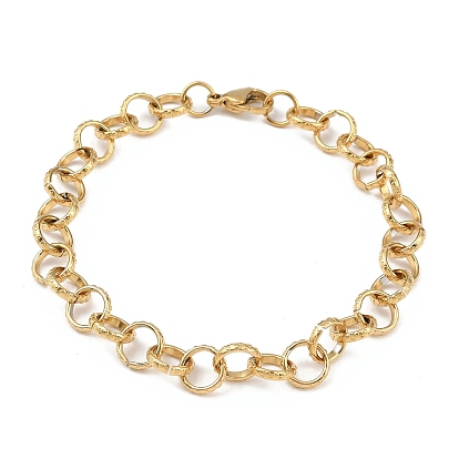 Модно 304 из нержавеющей стали выгравирован пузыри кабель цепи браслеты, с карабин-лобстерами , 8-1/8 дюйм (205 мм), 8 мм